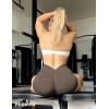 imageYEOREO Workout Scrunch Shorts Women V Back Gym Butt Lifting Liz High Waisted Seamless ShortsChestnut Brown