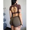 imageYEOREO Workout Scrunch Shorts Women V Back Gym Butt Lifting Liz High Waisted Seamless ShortsCoffee