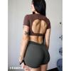 imageYEOREO Workout Scrunch Shorts Women V Back Gym Butt Lifting Liz High Waisted Seamless ShortsDark Grey
