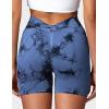 imageYEOREO Workout Scrunch Shorts Women V Back Gym Butt Lifting Liz High Waisted Seamless ShortsTie Dye Deep Blue