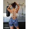 imageYEOREO Workout Scrunch Shorts Women V Back Gym Butt Lifting Liz High Waisted Seamless ShortsTie Dye Deep Blue