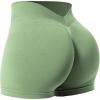 imageYEOREO Workout Scrunch Shorts Women V Back Gym Butt Lifting Liz High Waisted Seamless ShortsGreen