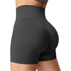 imageYEOREO Women Seamless Scrunch Workout Shorts High Waisted Intensify Running Gym Yoga WorkoutAsphalt Grey