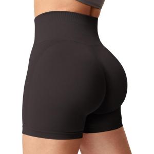 imageYEOREO Women Seamless Scrunch Workout Shorts High Waisted Intensify Running Gym Yoga WorkoutChocolate