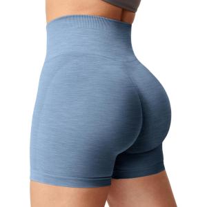 imageYEOREO Women Seamless Scrunch Workout Shorts High Waisted Intensify Running Gym Yoga WorkoutFrench Blue