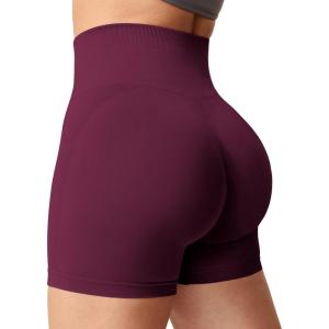 imageYEOREO Women Seamless Scrunch Workout Shorts High Waisted Intensify Running Gym Yoga WorkoutGrape