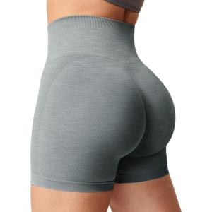 imageYEOREO Women Seamless Scrunch Workout Shorts High Waisted Intensify Running Gym Yoga WorkoutGrey