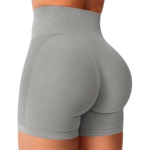 imageYEOREO Women Seamless Scrunch Workout Shorts High Waisted Intensify Running Gym Yoga WorkoutNeutral Gray