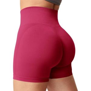 imageYEOREO Women Seamless Scrunch Workout Shorts High Waisted Intensify Running Gym Yoga WorkoutPink