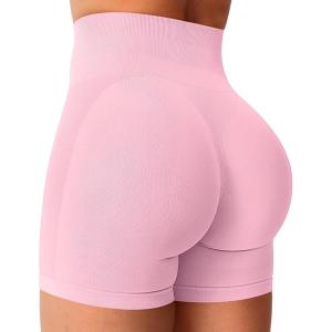 imageYEOREO Women Seamless Scrunch Workout Shorts High Waisted Intensify Running Gym Yoga WorkoutPink Solid