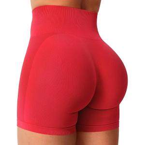 imageYEOREO Women Seamless Scrunch Workout Shorts High Waisted Intensify Running Gym Yoga WorkoutRed