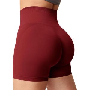 imageYEOREO Women Seamless Scrunch Workout Shorts High Waisted Intensify Running Gym Yoga WorkoutScarlet