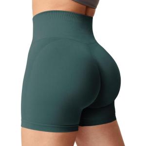 imageYEOREO Women Seamless Scrunch Workout Shorts High Waisted Intensify Running Gym Yoga WorkoutSolid Charcoal