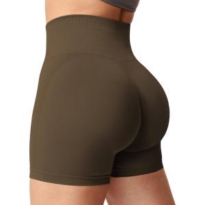 imageYEOREO Women Seamless Scrunch Workout Shorts High Waisted Intensify Running Gym Yoga WorkoutSolid Coffee