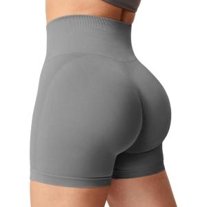 imageYEOREO Women Seamless Scrunch Workout Shorts High Waisted Intensify Running Gym Yoga WorkoutSolid Grey