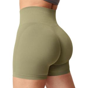 imageYEOREO Women Seamless Scrunch Workout Shorts High Waisted Intensify Running Gym Yoga WorkoutTaupe