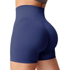 imageYEOREO Women Seamless Scrunch Workout Shorts High Waisted Intensify Running Gym Yoga WorkoutTrue Indigo