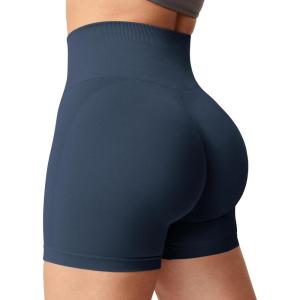 imageYEOREO Women Seamless Scrunch Workout Shorts High Waisted Intensify Running Gym Yoga WorkoutTuxedo Blue