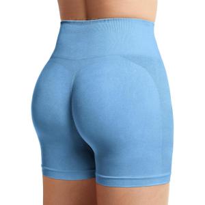 imageYEOREO Women Seamless Scrunch Workout Shorts High Waisted Intensify Running Gym Yoga WorkoutWashed Denim