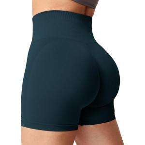 imageYEOREO Women Seamless Scrunch Workout Shorts High Waisted Intensify Running Gym Yoga WorkoutWhale Blue