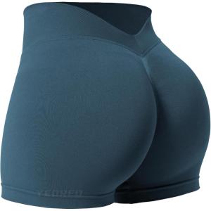 imageYEOREO Workout Scrunch Shorts Women V Back Gym Butt Lifting Liz High Waisted Seamless ShortsBluegreen