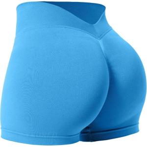 imageYEOREO Workout Scrunch Shorts Women V Back Gym Butt Lifting Liz High Waisted Seamless ShortsBright Blue