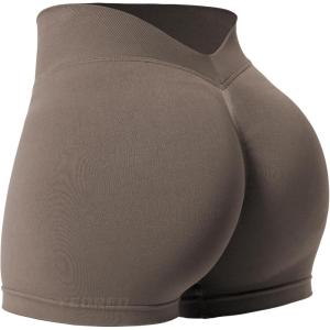 imageYEOREO Workout Scrunch Shorts Women V Back Gym Butt Lifting Liz High Waisted Seamless ShortsChestnut Brown