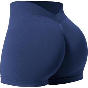 imageYEOREO Workout Scrunch Shorts Women V Back Gym Butt Lifting Liz High Waisted Seamless ShortsIndigo