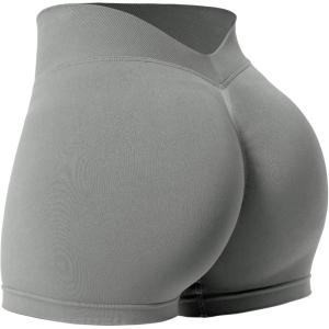 imageYEOREO Workout Scrunch Shorts Women V Back Gym Butt Lifting Liz High Waisted Seamless ShortsLight Gray