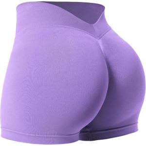 imageYEOREO Workout Scrunch Shorts Women V Back Gym Butt Lifting Liz High Waisted Seamless ShortsTaro Purple