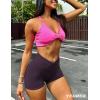 imageYEOREO Scrunch Butt Workout Shorts Women 35quot Seamless V Cross Waist Sport Gym Amplify ShortsBlack Purple