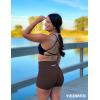 imageYEOREO Scrunch Butt Workout Shorts Women 35quot Seamless V Cross Waist Sport Gym Amplify ShortsChocolate