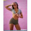 imageYEOREO Scrunch Butt Workout Shorts Women 35quot Seamless V Cross Waist Sport Gym Amplify ShortsCoffee