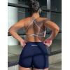 imageYEOREO Scrunch Butt Workout Shorts Women 35quot Seamless V Cross Waist Sport Gym Amplify ShortsNavy