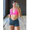 imageYEOREO Scrunch Butt Workout Shorts Women 35quot Seamless V Cross Waist Sport Gym Amplify ShortsPeacock Blue