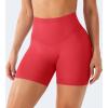 imageYEOREO Workout Shorts Womens Butt Lifting 45quot Seamless Hidden Scrunch High Waist Gym Tummy Control Christiy Biker ShortsTomato Red
