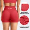 imageYEOREO Workout Shorts Womens Butt Lifting 45quot Seamless Hidden Scrunch High Waist Gym Tummy Control Christiy Biker ShortsTomato Red