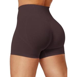 imageYEOREO Dora Seamless Scrunch Workout Shorts for Women High Waisted Butt Lifting Gym Yoga Biker ShortsCocoa
