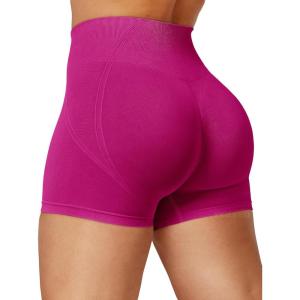 imageYEOREO Dora Seamless Scrunch Workout Shorts for Women High Waisted Butt Lifting Gym Yoga Biker ShortsFuchsia