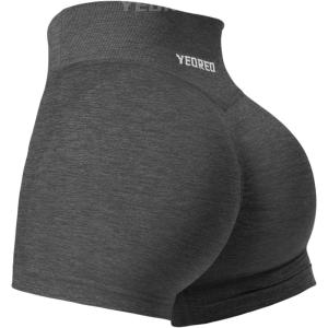 imageYEOREO Scrunch Butt Workout Shorts Women 35quot Seamless V Cross Waist Sport Gym Amplify ShortsGrey