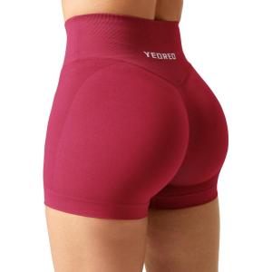 imageYEOREO Scrunch Butt Workout Shorts Women 35quot Seamless V Cross Waist Sport Gym Amplify ShortsMagenta