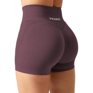 imageYEOREO Scrunch Butt Workout Shorts Women 35quot Seamless V Cross Waist Sport Gym Amplify ShortsRose