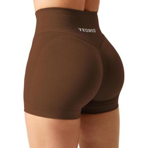 imageYEOREO Scrunch Butt Workout Shorts Women 35quot Seamless V Cross Waist Sport Gym Amplify ShortsSangria