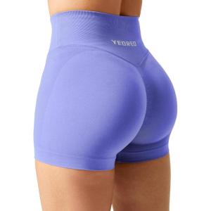 imageYEOREO Scrunch Butt Workout Shorts Women 35quot Seamless V Cross Waist Sport Gym Amplify ShortsViolet