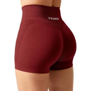 imageYEOREO Scrunch Butt Workout Shorts Women 35quot Seamless V Cross Waist Sport Gym Amplify ShortsWine