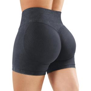 imageYEOREO Womens Workout Gym Shorts 45quot Colinne Butt Lifting Hidden Scrunch Seamless Impact Booty Biker ShortsBlack