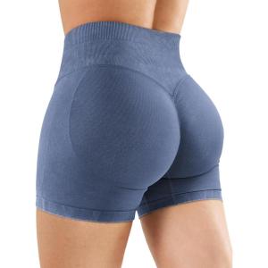 imageYEOREO Womens Workout Gym Shorts 45quot Colinne Butt Lifting Hidden Scrunch Seamless Impact Booty Biker ShortsDark Blue