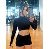 imageYEOREO Women Zip Up Long Sleeve Workout Crop Top Mock Neck Yoga ShirtBlack
