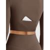 imageYEOREO Women Zip Up Long Sleeve Workout Crop Top Mock Neck Yoga ShirtCoffee
