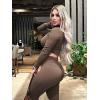 imageYEOREO Women Zip Up Long Sleeve Workout Crop Top Mock Neck Yoga ShirtCoffee